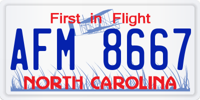 NC license plate AFM8667