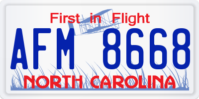 NC license plate AFM8668