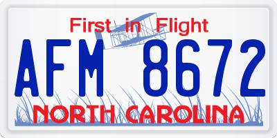 NC license plate AFM8672