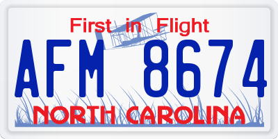 NC license plate AFM8674