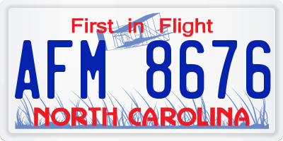 NC license plate AFM8676