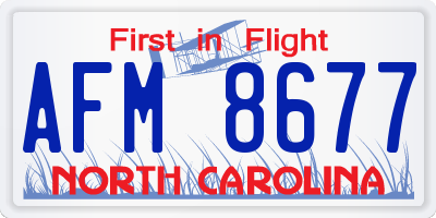 NC license plate AFM8677