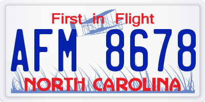 NC license plate AFM8678