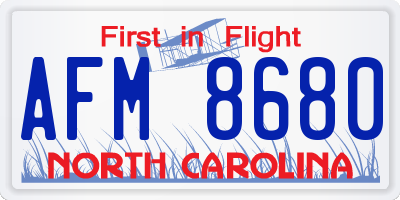 NC license plate AFM8680