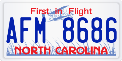 NC license plate AFM8686