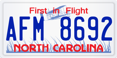 NC license plate AFM8692