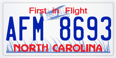 NC license plate AFM8693