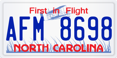 NC license plate AFM8698
