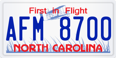 NC license plate AFM8700