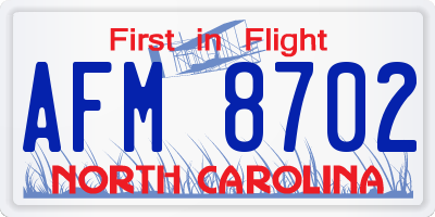 NC license plate AFM8702