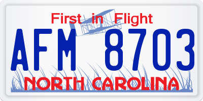 NC license plate AFM8703