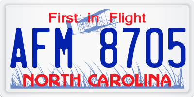 NC license plate AFM8705