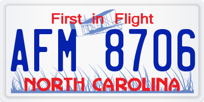 NC license plate AFM8706