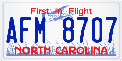 NC license plate AFM8707