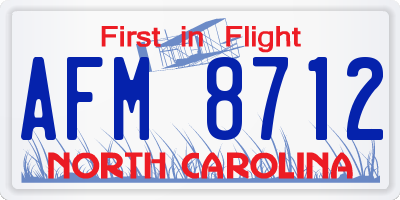 NC license plate AFM8712