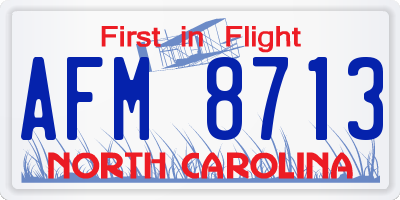 NC license plate AFM8713