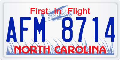 NC license plate AFM8714