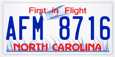 NC license plate AFM8716