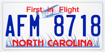 NC license plate AFM8718