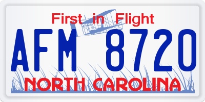 NC license plate AFM8720