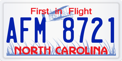 NC license plate AFM8721