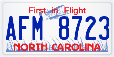 NC license plate AFM8723