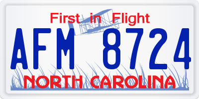 NC license plate AFM8724
