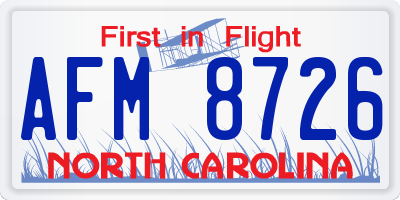 NC license plate AFM8726