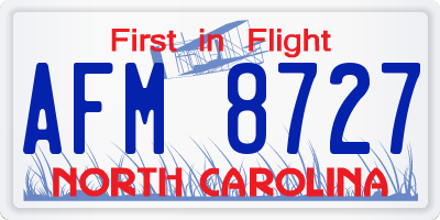 NC license plate AFM8727