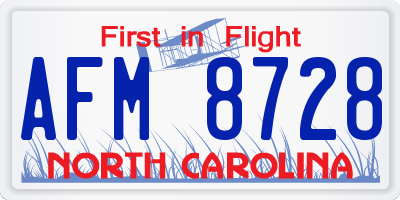 NC license plate AFM8728