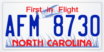 NC license plate AFM8730