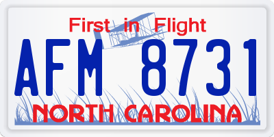 NC license plate AFM8731