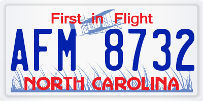 NC license plate AFM8732