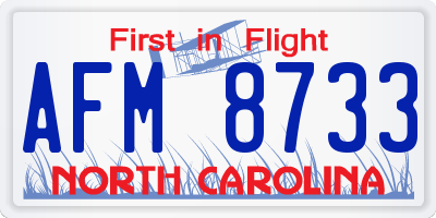 NC license plate AFM8733