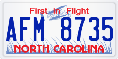 NC license plate AFM8735