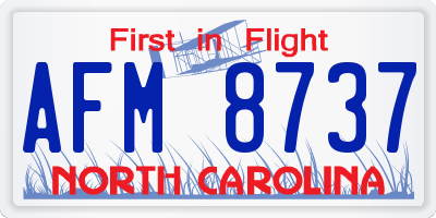 NC license plate AFM8737