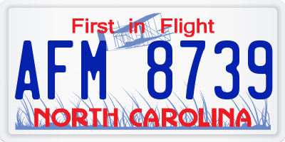 NC license plate AFM8739