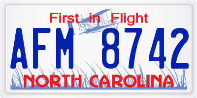 NC license plate AFM8742