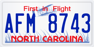 NC license plate AFM8743