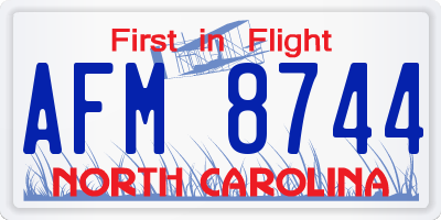 NC license plate AFM8744