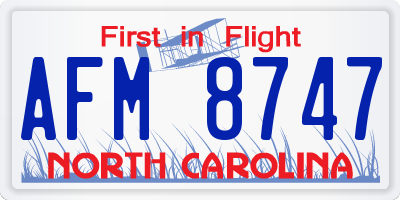 NC license plate AFM8747