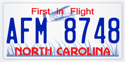 NC license plate AFM8748