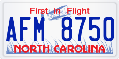 NC license plate AFM8750