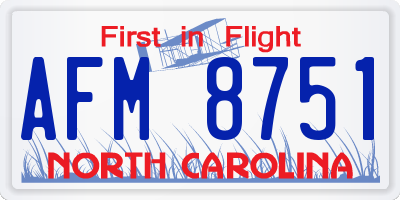 NC license plate AFM8751
