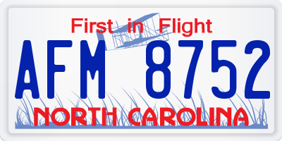 NC license plate AFM8752