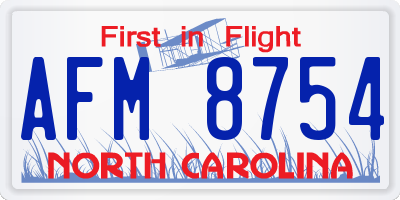 NC license plate AFM8754