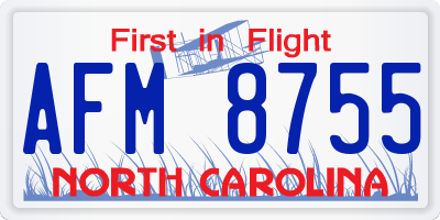 NC license plate AFM8755