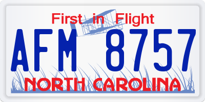 NC license plate AFM8757