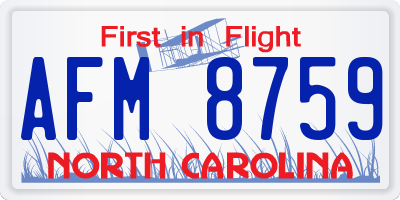 NC license plate AFM8759