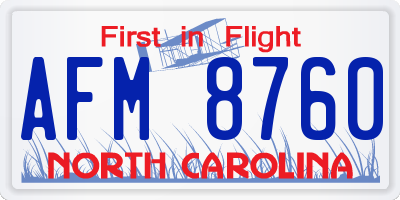 NC license plate AFM8760